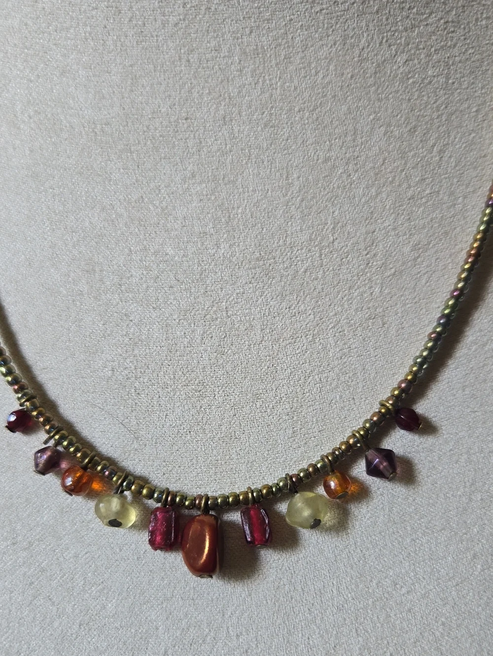 Vintage Boho Earth Tone And Glass Beaded Necklace 💫